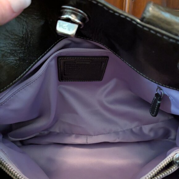 Coach Patent Leather Garnet Turnlock Satchel in Pewter (Style No. 13926) - Picture 13 of 16